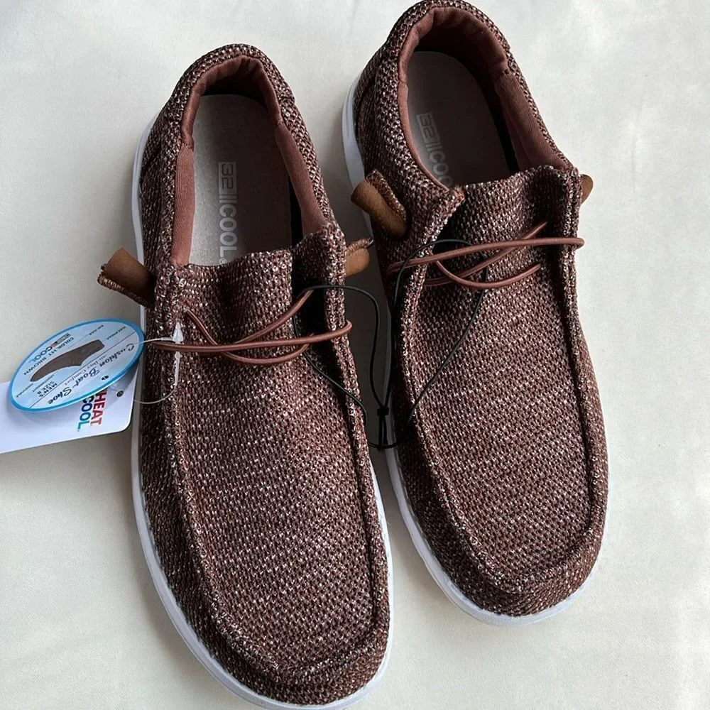 32 Brown Canvas Cusioned Boat shoe Slip-On Loafer